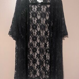 Black Lace Kimono Cardigan